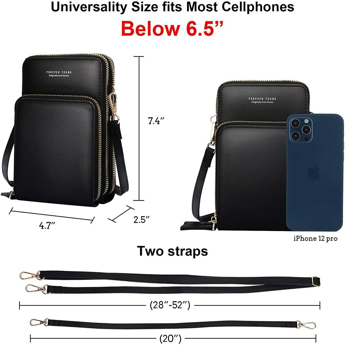 BTNEEU Mobiele telefoontas voor dames, RFID-blokkering, schoudertas, leer, portemonnee, kleine schoudertas met kaartsleuf, Bruin, 19.5*11.5*4.5 cm, Modern