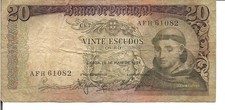 PORTUGAL , 20 ESCUDOS, P#167, 1964