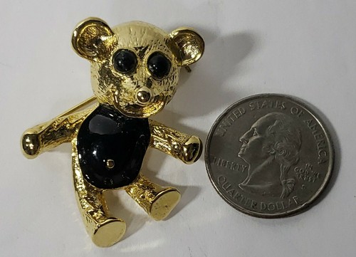 Lot OF 4 Vintage Black Enamel Teddy Bear Brooch Pin - Picture 5 of 7