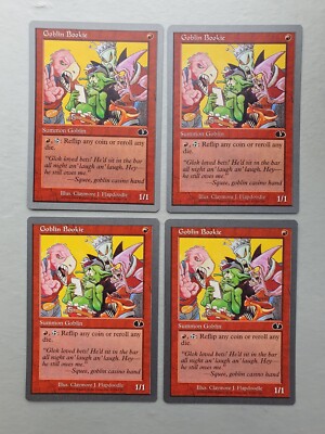 Goblin Bookie x4 PLAYSET, MTG ungeklebt (1998), Common Red Creature NM