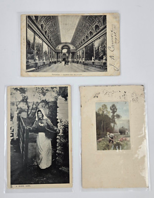 Lot Of Three Postcards Farmer Girl And Versailles 1901