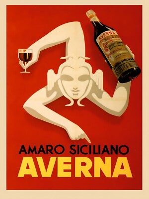 Vintage Poster Amaro Siciliano, Italy : Archival Quality Art Print