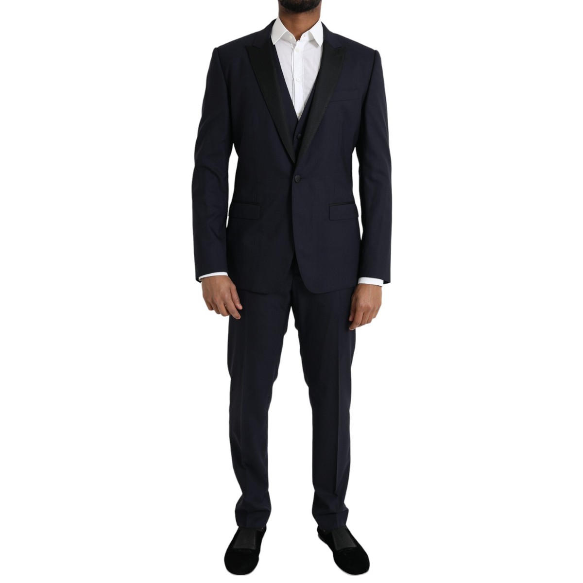 DOLCE & GABBANA Suit Dark Blue MARTINI Wool Formal 3 Piece EU50