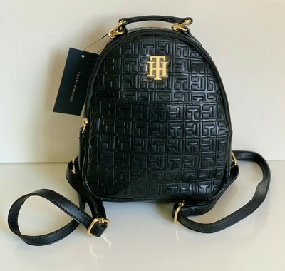 NEW! TOMMY HILFIGER BLACK LEATHER MINI 