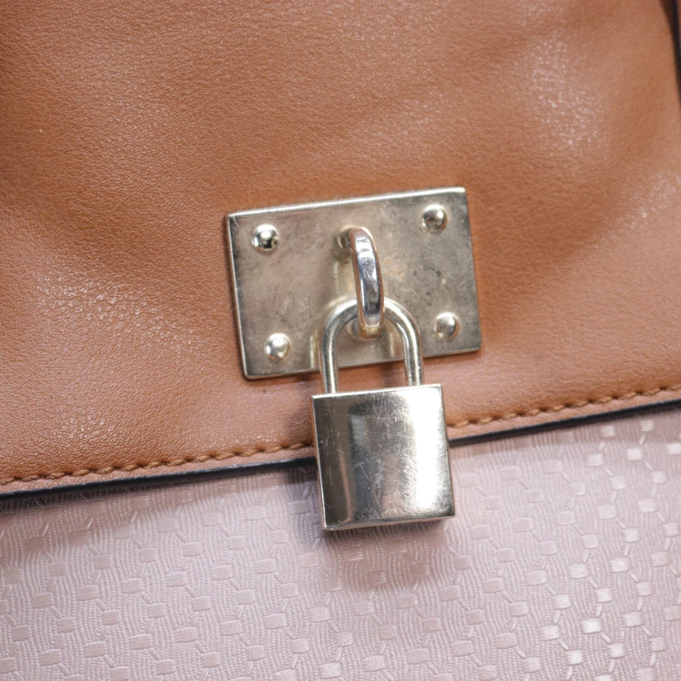 Moda Cartera Bolso de Mano Mujeres XL Rosa Marrón a Cuadros PVC Cartera Bolso Bloqueo Foto 2 de 4