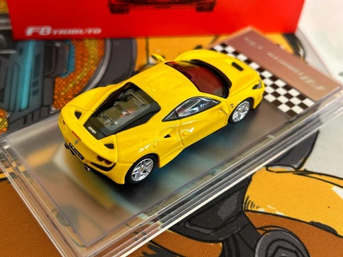 Modelo de coche juguete regalo modelo escala 1/64 Ferrari F8 Tributo amarillo fundido a presión - Imagen 4 de 9