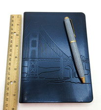 Journal Travel Notebook 7" Leather Soft Cover 224 Lined Pages Gumps $70 Blue