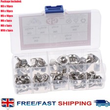 45PCS/Set 6 Sizes Wing Nuts Sliver Butterfly Assorted DIY 3D Stainless steel 304