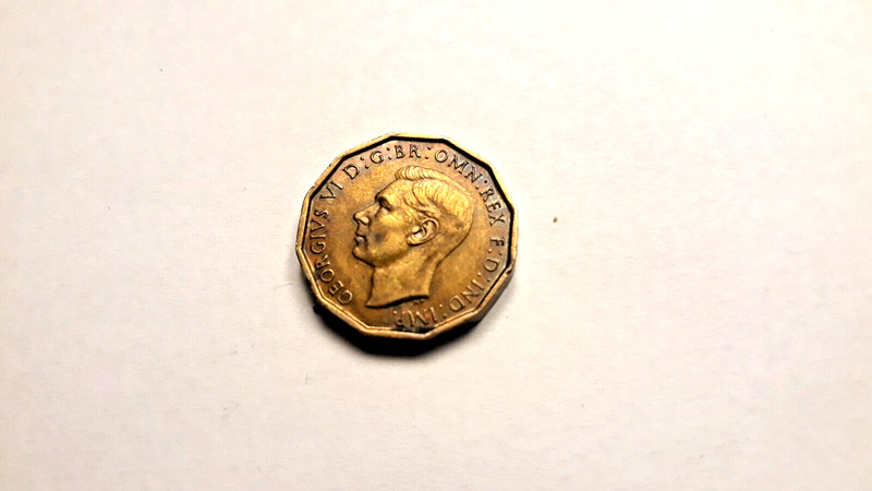 1941 United Kingdom 🇬🇧 3 Pence Foreign Coin KM 849 George VI In Mylar Flip 256