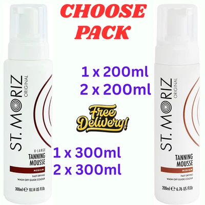 ST MORIZ St Moritz INSTANT Tan SELF TANNING MOUSSE MEDIUM Golden Glow,Medium Bronzed Glow