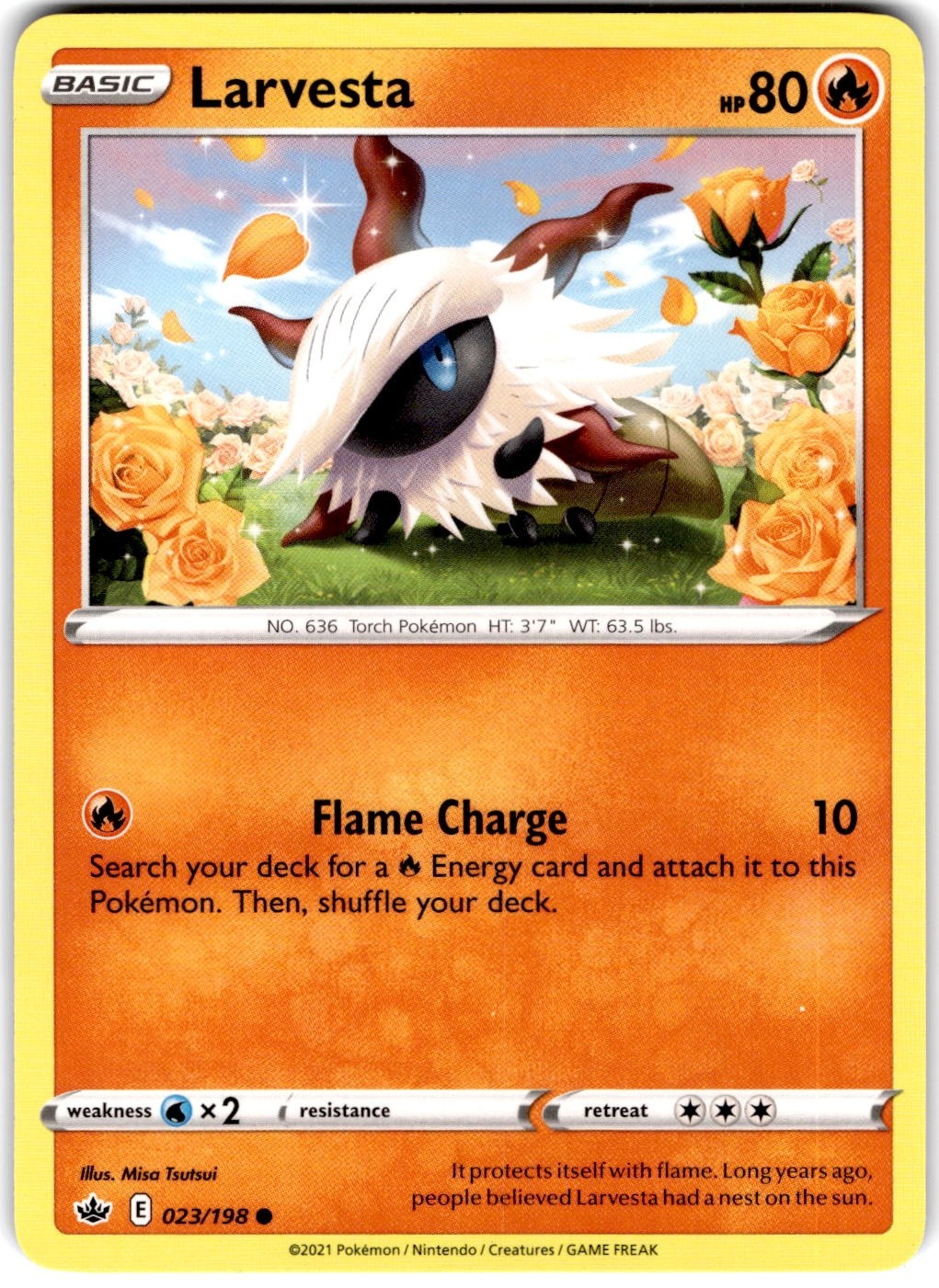 Pokemon Larvesta Chilling Reign 23 Non Holo English
