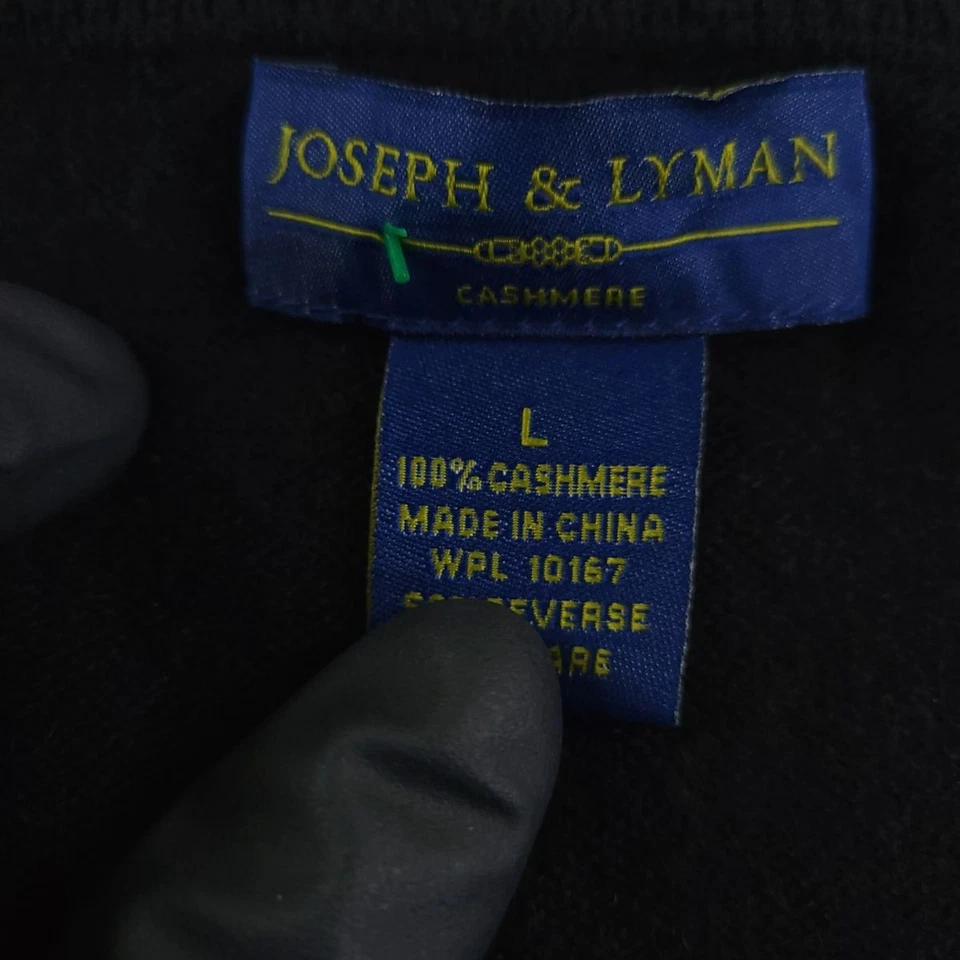 Suéter Joseph & Lyman Para Hombre Grande Negro 100% Cachemira Cuello en V Pullover Jersey Foto 3 de 4