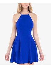 B. SMART Womens A-Line Short Dress Blue Sleeveless Party Lace-back Juniors 11