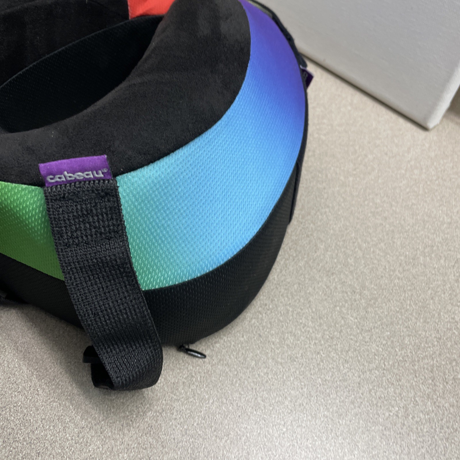 Cabeau TNE S3 Memory Foam Travel Pillow Seat Straps Rainbow Colors w Case