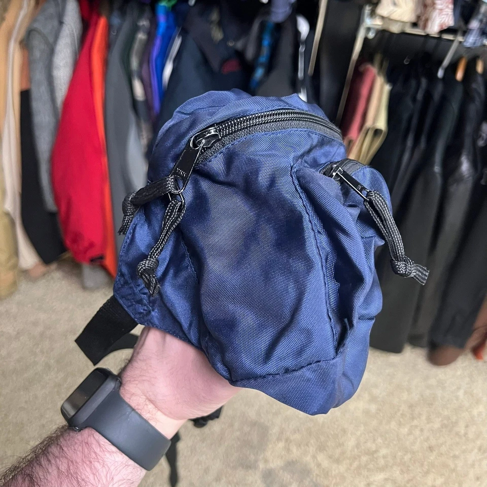 Riñonera grande de 9" vintage años 90 Eddie Bauer azul marino bolso cinturón Foto 2 de 4