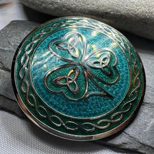 Shamrock Brooch Celtic Irish Ireland Ladies Enamel Clover Pin