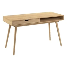 Bush Furniture Nora 54W Writing Desk with Storage in Natural Oak | Large Wood...