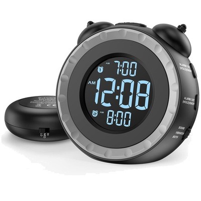 Digital Alarm Clock with Bed Shaker - Adjustable Brightness