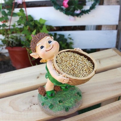 Elf Garden Statue kleine Skulptur Vogelfutterleiter dekorativ