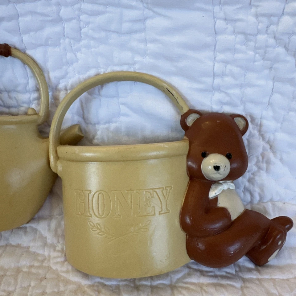 Par de productos BURWOOD OSO DE PELUCHE BOLSILLOS DE PARED DECORACIÓN DE GUARDERÍA COCINA VINTAGE AÑOS 70 Foto 2 de 4