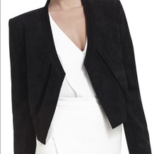 BCBGMAXAZRIA Black Open Blazer Crop LUKE Size M Cool Like Suade Western rodeo