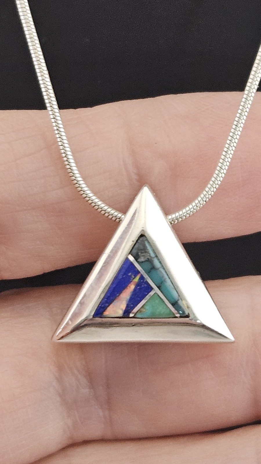 Native Ameri TSF signed Sterling Silver opal, tur… - image 1