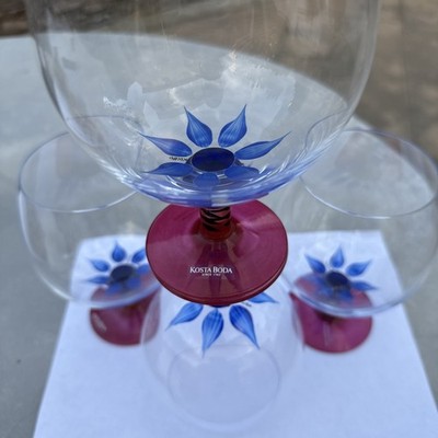 Kosta Boda Ken Done Brandy Glass/Snifter/Wine Goblet Palm Trees