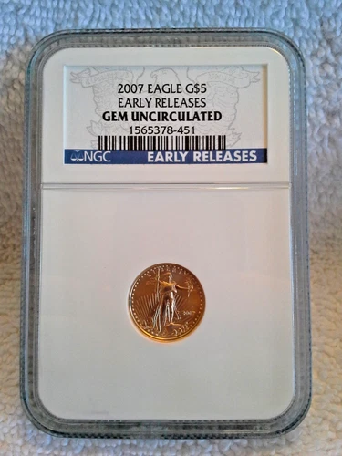 American Eagle 2007 $5 Gold 1/10 oz NGC Gem Uncirculated Early Release Coin