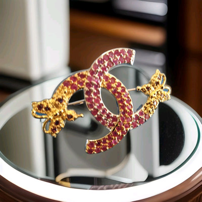 Red Ruby Butterfly Brooch 925SS