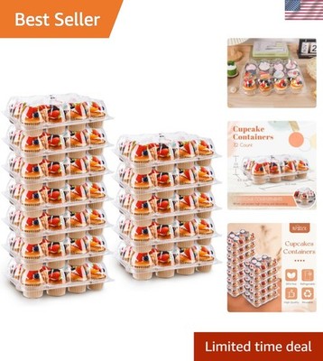 12-Pack Stackable Cupcake Boxes with Tall Dome Lids - Perfect for Events