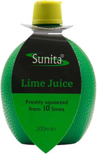 Sunita Lime Juice 200ml Freshly Squeezed from Mexican or Brazilian Limes