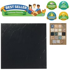 Nexus Self Adhesive 12-Inch Vinyl Floor Tiles, 20 Tiles - 12" x 12", Black Pa...