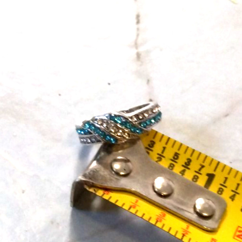 Blue & White Gem Ring with "I Love You" inscription
