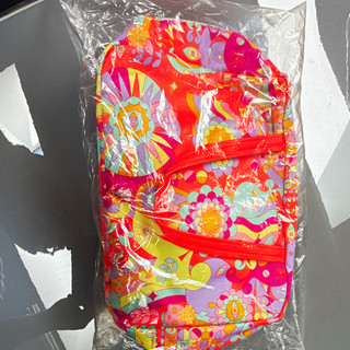Multicolor Floral Makeup Bag with Zipper Polyester 11 x 8 x 3 in