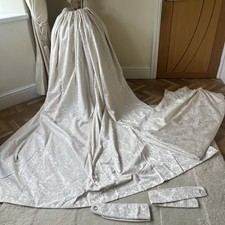 Dorma Damask Curtains Pair Cream Ivory Lined Pencil Pleat 88.5 drop 82.5 wide