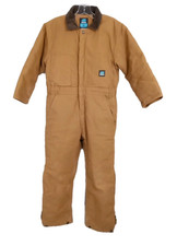 Berne Coveralls Youth Size M Insulated Winter Overalls Workwear Brown Side Zip