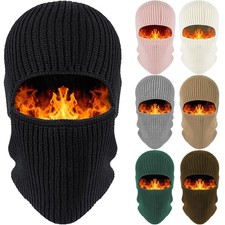 1-Hole Winter Knitted Full Face Cover Ski Mask, Winter Balaclava Warm Beanie