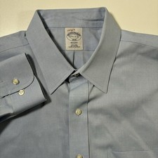 Brooks Brothers Regent Shirt 17.5 2/3 Light Blue Oxford Non Iron Button Up