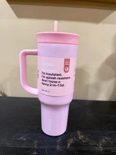 new 40 oz Owala Insulated Stainless Steel Rose quartz Tumbler 2 in 1 lid