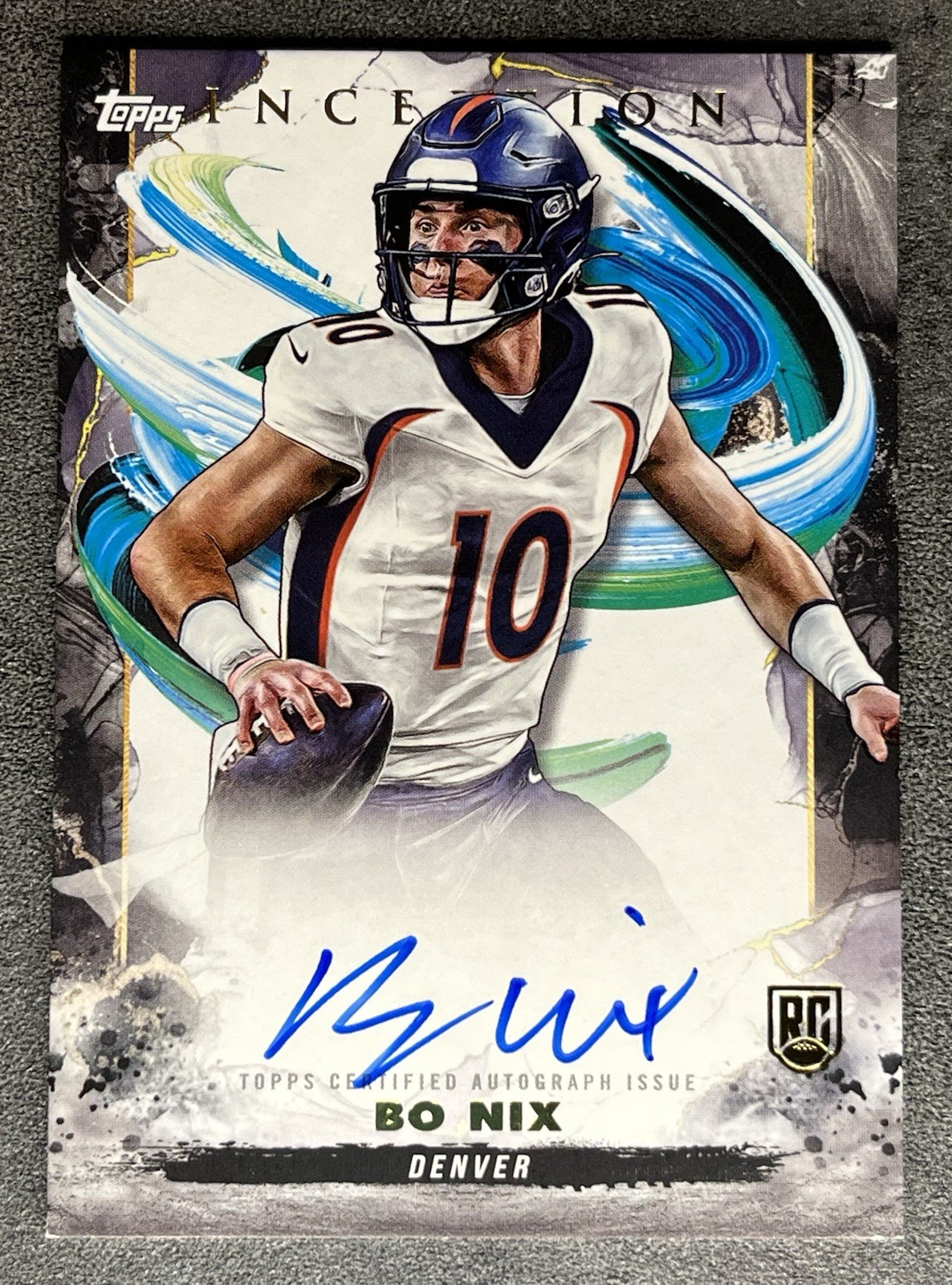 Bo Nix 2024 Topps Inception Rookie ON CARD Auto RC Denver QB #RA-BN