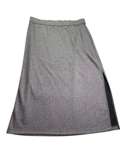 Venezia Jeans Womens Herringbone Maxi Skirt Size 22/24 Gray Black Elastic Waist