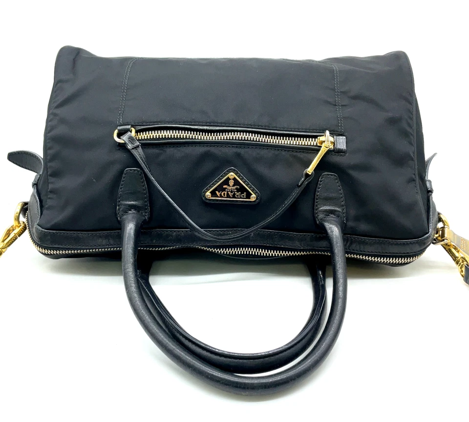 Auth PRADA Triangle Logo Nylon Black 2Way Shoulder Bag W/Dustbag NS120017 - Image 3 of 4