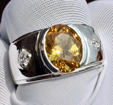 AAA+ Citrine Oval Cut Gemstone With 925 Sterling Silver Ring For Men's All Size