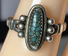 Vtg Native American Blue Spiderweb Turquoise Sterling Silver Ring Size 5.25