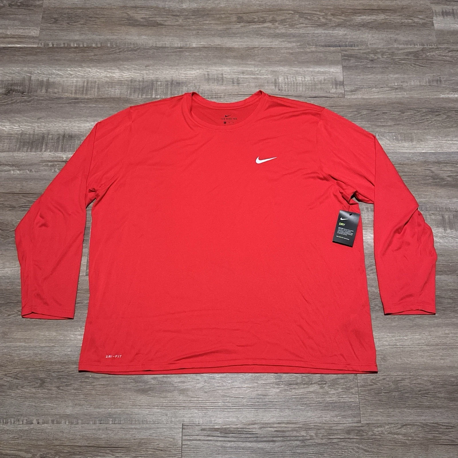 Nike Legend Long Sleeve Performance Tee Shirt University Red Men's Size 4XL NEW