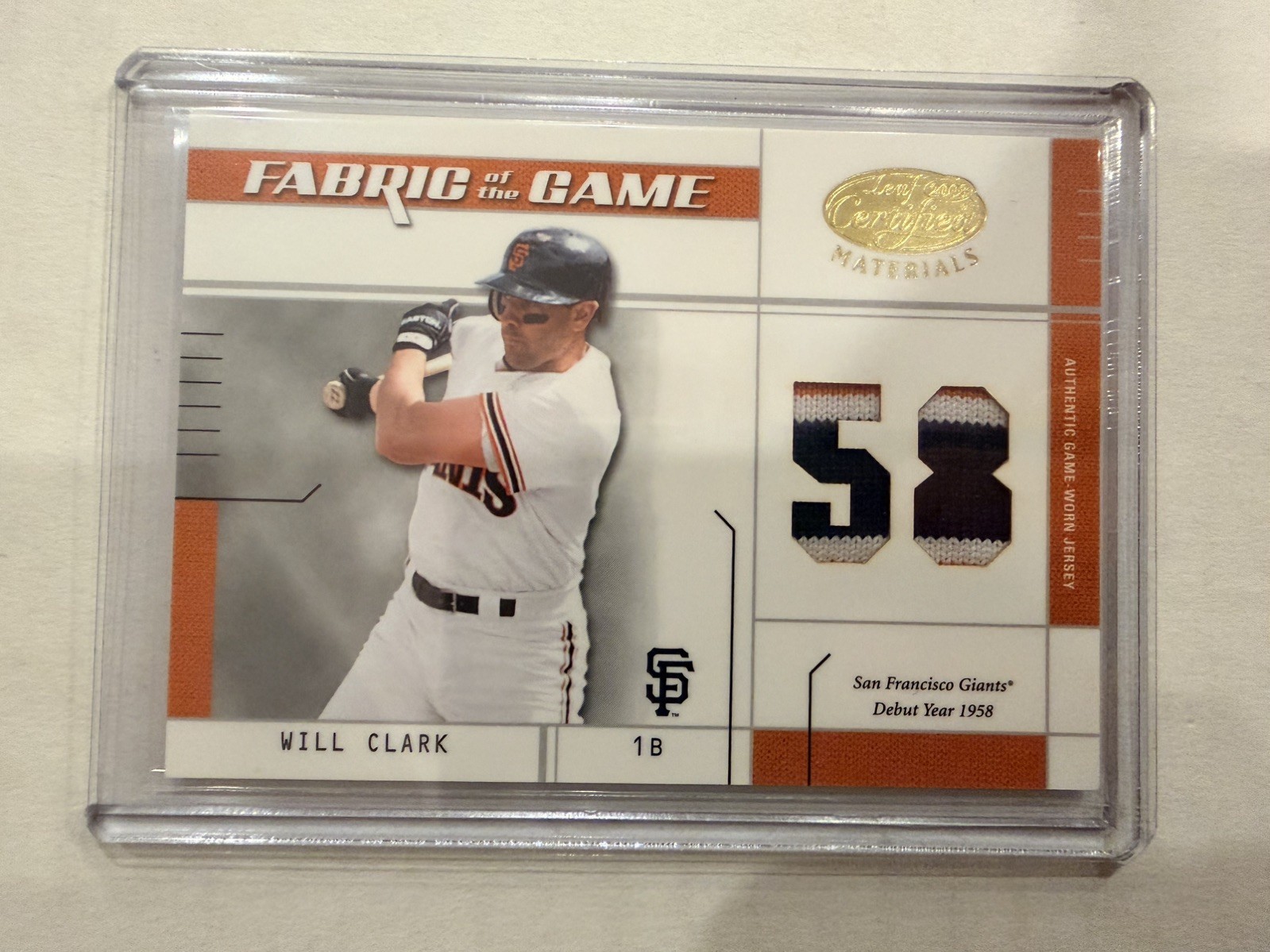 2003 Will Clark - Leaf Fabric of the Game 45/58 Game Worn Jersey FG-83 3 color