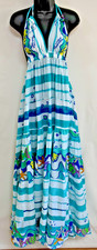 ANTICA SARTORIA 2026 AQUA WHITE STRIPE FISHY FISHY OPEN BACK LONG DRESS OS NWT