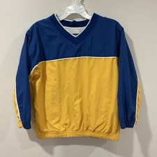 boys vintage lands end pullover windbreaker Colorblock 90 s V Neck Medium Nylon