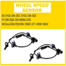 Pair Front 2 ABS Wheel Speed Sensor For 2006-2011 Honda Civic LX DXc DX-G 1.8L E