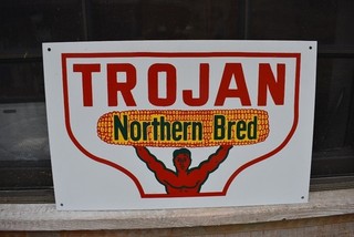 VINTAGE TROJAN NORTHERN BRED CORN SIGN